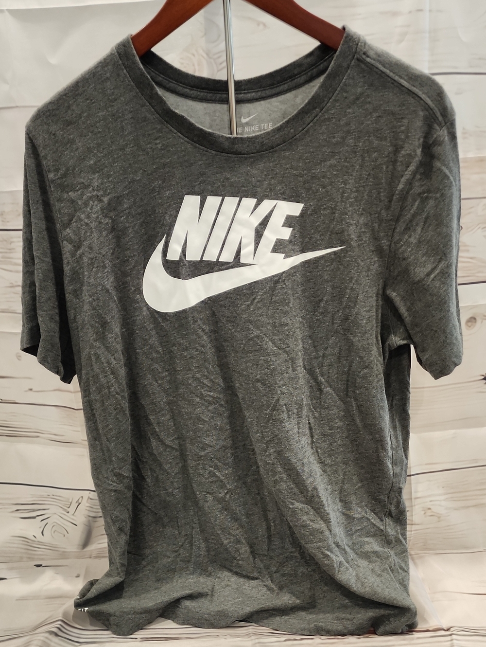 Nike Dark Gray T-Shirt with White Swoosh Logo